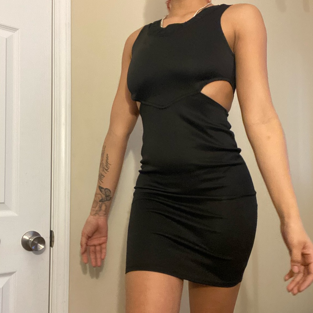 Black Petite Dress w/ Waist Cutouts